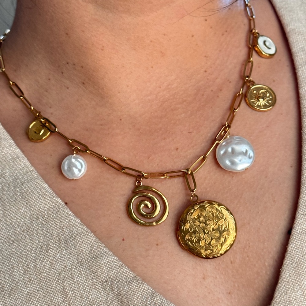 Gold and Silver Charm Necklace